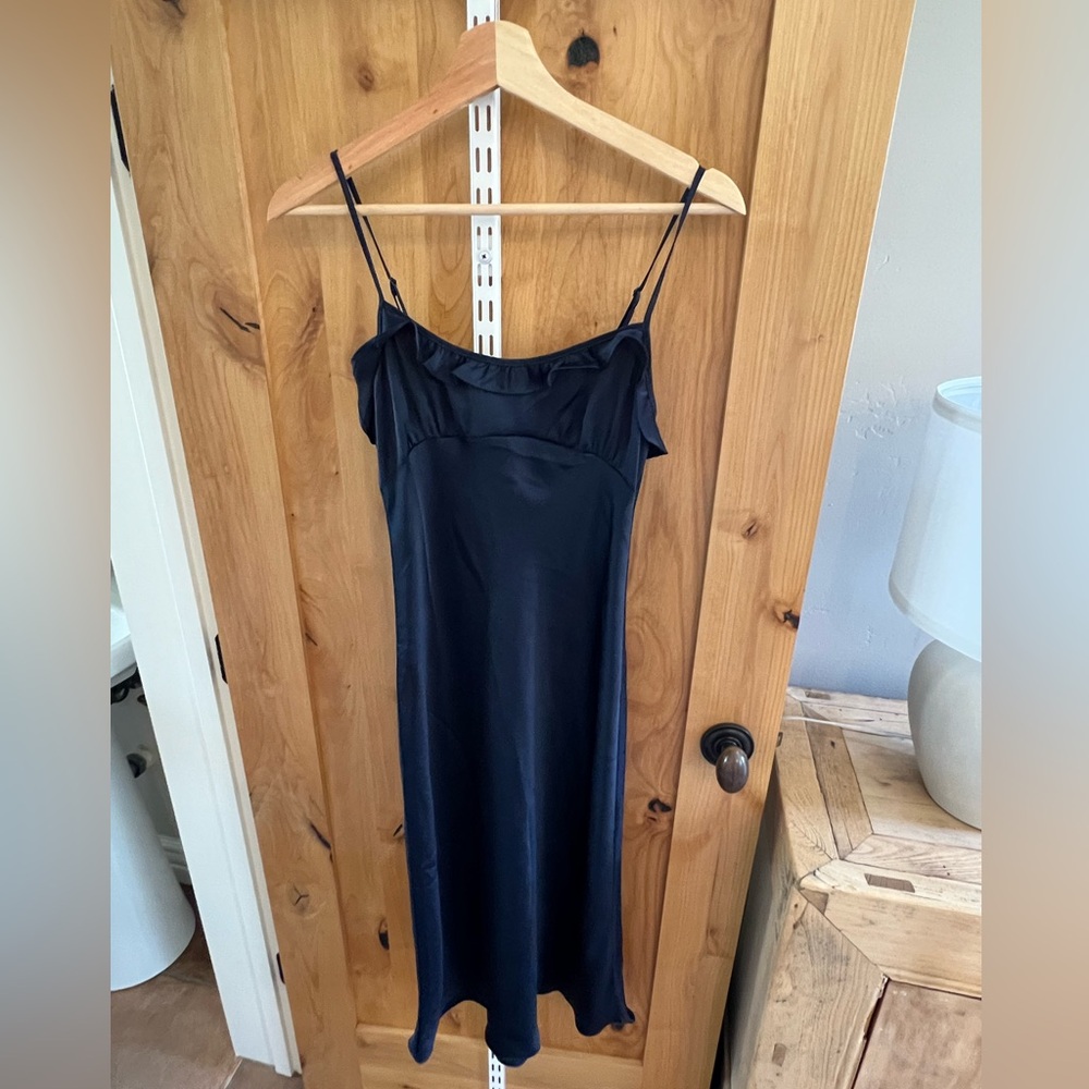 Wilfred Midnight Blue Satin Midi Dress